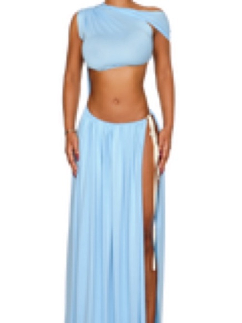 Light Blue Maxi Dress with Side Slit